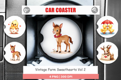 Vintage Farm Valentine Car Coaster Product Image 1