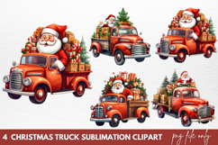 Christmas Clipart Christmas Truck Sublimation Clipart Product Image 1