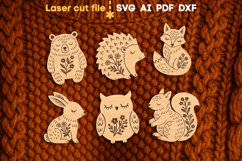 Christmas Animals Pins SVG laser cut files for Glowforge Product Image 1