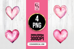 Watercolor Heart Shape Clipart Sublimation PNG Product Image 1