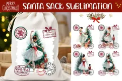 Watercolor Ballerina Santa Sack, Winter Santa Sack Designs Product Image 1