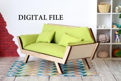 Miniature sofa hexagon shape download file kit dollhouse fur Product Image 1