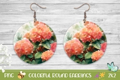 Watercolor Hydrangea Round Earrings Sublimation PNG Product Image 1