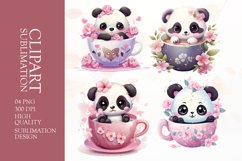 Watercolor cute baby panda clipart sublimation png Product Image 1