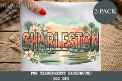 Charleston SC PNG, Vintage Rainbow Row Southern Sublimation Product Image 1
