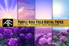 Purple Rose Field Digital Paper Product Image 1
