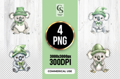 St. Patrick Koala Bear Illustration Clipart Sublimation PNG Product Image 1
