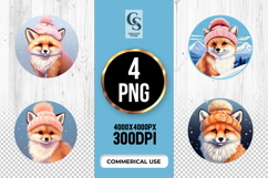 Winter Fox Clipart Sublimation PNG Product Image 1