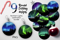 Northern Lights | 9 Round earring xmas sublimation designs Product Image 1