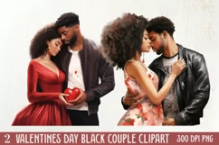 Valentines Day Black Couple Clipart, Black Couple Clipart Product Image 1