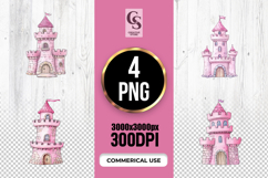 Pink Princess Castle Tower Clipart Sublimation PNG Product Image 1
