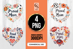 Proud Mom Sports Flower Heart Clipart Sublimation PNG Product Image 1