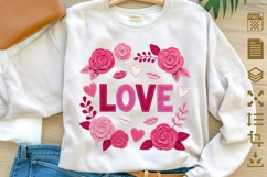 LOVE Floral Valentine PNG, Rose Valentine Shirt Design, Pink Product Image 2