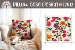 Vintage Pillow Design, Cartoon Flowers Pillow Case Print Product Image 1
