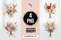 Boho Floral Bouquet Clipart Sublimation PNG Product Image 1