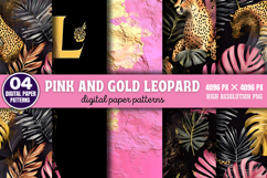 Pink and Gold Leopard Digital Background Paper PNG Product Image 1