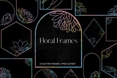 Rainbow Glitter Floral Frames Clipart Product Image 1