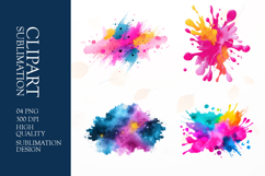 Watercolor colorful splash clipart sublimation png Product Image 1
