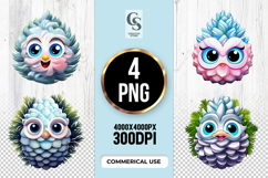 Cute Pink Bird On Winter Branch Clipart Sublimation PNG Product Image 1