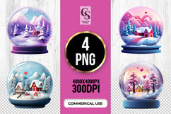Winter Love Snow Globe Clipart Sublimation PNG Product Image 1