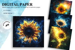 Sunflower Background Wallpaper Digital Paper Wall Art Product Image 1