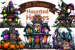 Haunted Houses Clipart PNG, Spooky Halloween Homes Product Image 1