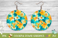 Narcissus Earrings, Art Flowers Round Earrings Sublimation Product Image 1