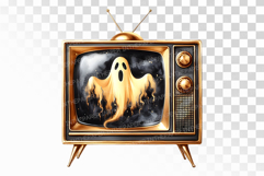 Ghost Appearing on Retro Vintage Television Halloween PNG Product Image 1