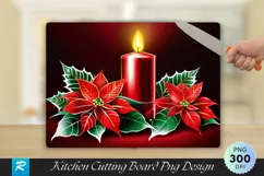 Poinsettia and Candles Christmas Cutting Board PNG Design Product Image 1