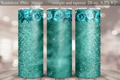 Emerald Roses Glitter Seamless Tumbler Sublimation Wrap Product Image 1
