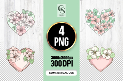 Floral Heart Illustration Clipart Sublimation PNG Product Image 1