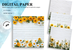 Sunflower Background Wallpaper Digital Paper Wall Art Product Image 1