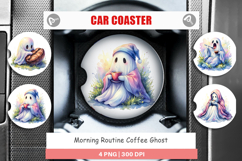 Morning Coffee Ghost Car Coaster Product Image 1