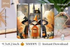 Kids Tumbler Wrap, Cartoon Halloween Tumbler Design Product Image 1