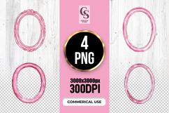Watercolor Pink Oval Frame Clipart Sublimation PNG Product Image 1