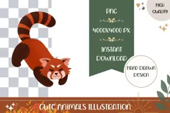 Red Panda Illustration, Red Panda PNG, Cartoon Animals Print Product Image 1