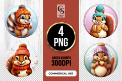 Cute Squirrel In Winter Outfit Clipart Sublimation PNG Product Image 1