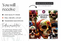 Sugar Skull Clipart, dia de los muertos, Day of the Dead PNG Product Image 2