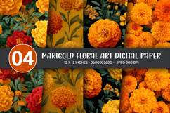 Marigold Floral Art Digital Paper Product Image 1