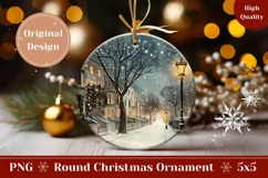 Watercolor Winter Round Ornament, Christmas Ornament Product Image 1