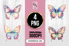 Rainbow Watercolor Butterfly Clipart Sublimation PNG Product Image 1