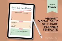 Vibrant Daily Self-Care Planner Template, Editable Digital Product Image 1