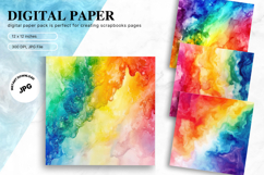 Rainbow Watercolor Alcohol Ink Background Digital Paper Product Image 1