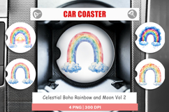 Celestial Rainbow Moon Car Coaster Product Image 1