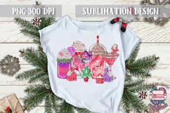 Christmas Pink PNG Sublimation Coffee Cocktails PNG Product Image 2
