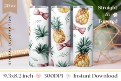 Watercolor Pineapple Tumbler Wrap, Floral Tumbler Design Product Image 1