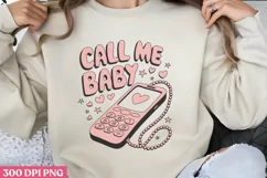 Call me baby PNG, Retro Valentine PNG Product Image 1