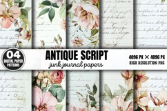 Antique Script Junk Journal Papers PNG Product Image 1