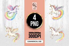 Rainbow Pegasus Unicorn Clipart Sublimation PNG Product Image 1