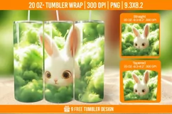 Cute Rabbit Seemless Tumbler Wrap Designs, Sublimation Wrap Product Image 1